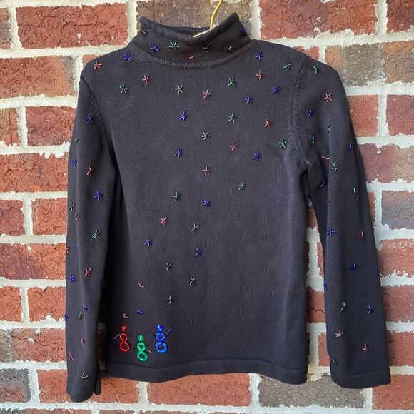 Vintage Tops - VTG Acorn Embroidered Beaded Christmas Turtleneck Size XS